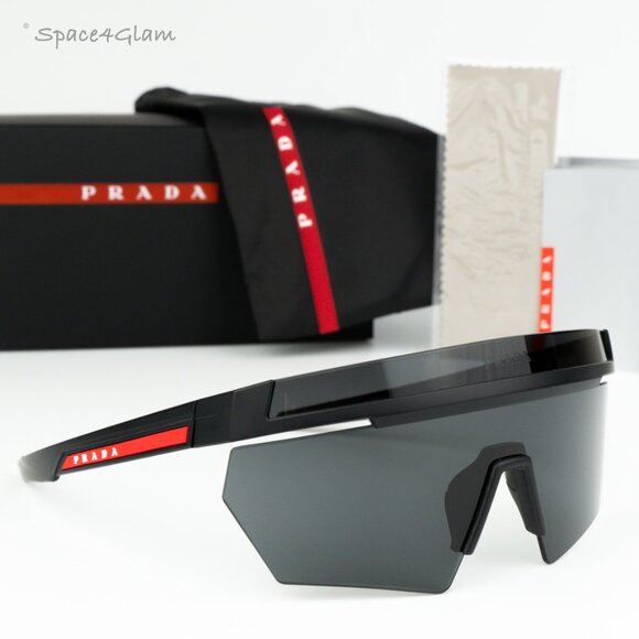 NEW Prada Linea Rossa PS01YS 1BO06F Black Grey Single Lens Unisex Sunglasses - Picture 2 of 10